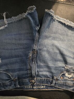 American Eagle Outfitters Medium Blue Frayed Hem Jean Shorts
